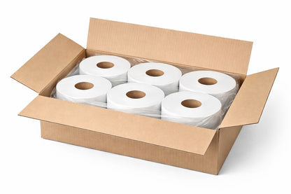 WC Jumbo-Rollen 2-lagig – 6 Stück | Ø Kern 60 mm | Weiß