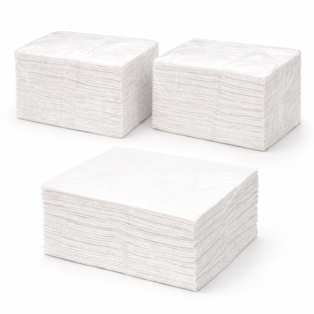 Servietten 1/4-Falz 33×33 cm | 1-lagig | Weiß | Gastronomie
