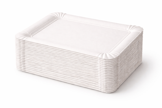 Pappteller rechteckig 20 × 16 cm | Einweg-Servierschale aus Pappe