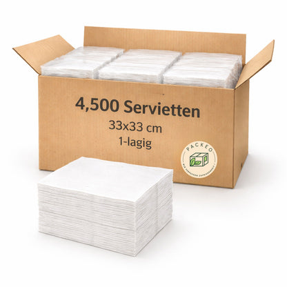 Servietten 1/4-Falz 33×33 cm | 1-lagig | Weiß | Gastronomie