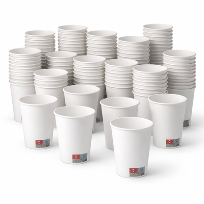 Kaffeebecher To Go 200 ml (8 oz) Weiß | Einweg-Pappbecher für Heißgetränke