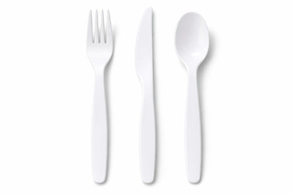Plastikbesteck Weiß – Messer, Gabel, Löffel | Einweg-Set für Catering & Events